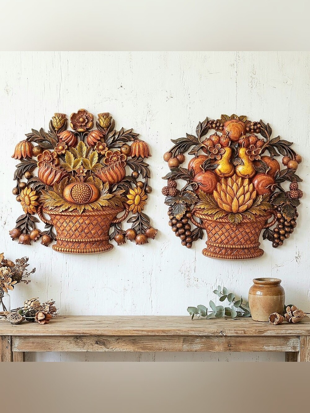 Vintage syroco fruit baskets Made from a thick plastic resin